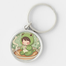 Cute Froggy Coffee Tale Design キーホルダー
