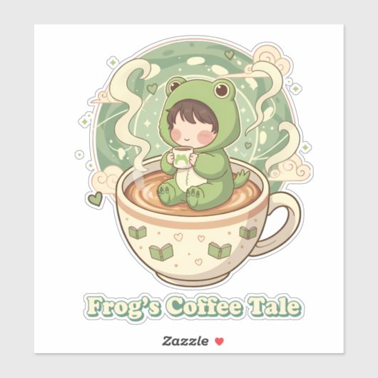 Cute Froggy Coffee Tale Design シール (シート)
