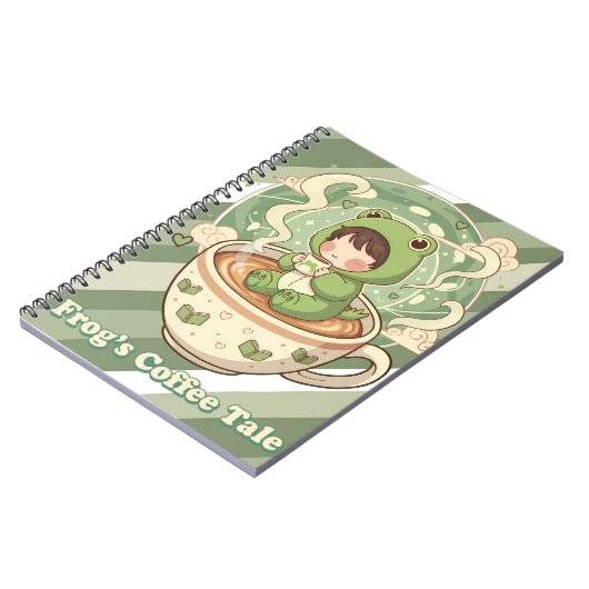 Cute Froggy Coffee Tale Design ノートブック (左側)