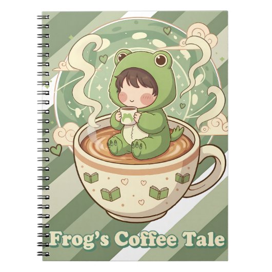 Cute Froggy Coffee Tale Design ノートブック (正面)