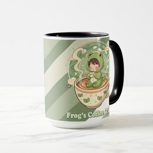 Cute Froggy Coffee Tale Design マグカップ (正面右)