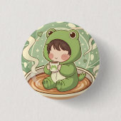 Cute Froggy Coffee Tale Design 缶バッジ (正面)