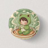 Cute Froggy Coffee Tale Design 缶バッジ (正面)