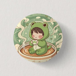 Cute Froggy Coffee Tale Design 缶バッジ