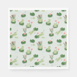 Cute Frogs in Lily Pond スタンダードランチョンナプキン