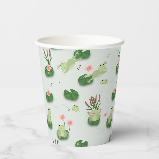 Cute Frogs in Lily Pond 紙コップ (裏面)