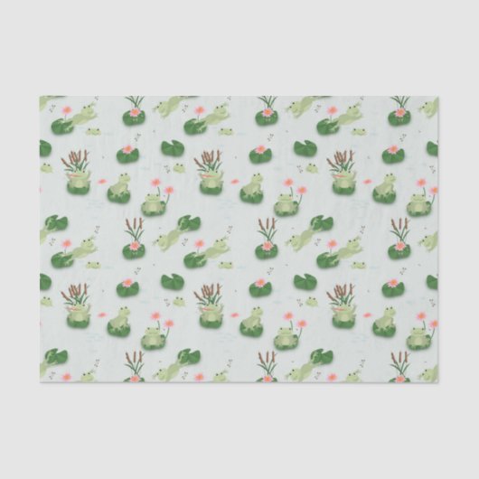 Cute Frogs in Lily Pond 薄葉紙 (正面)