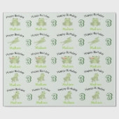 Cute Frogs in Lily Pond Birthday Kids Name Age ラッピングペーパー (フラット)