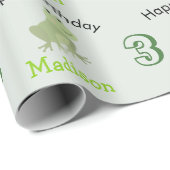 Cute Frogs in Lily Pond Birthday Kids Name Age ラッピングペーパー (ロールコーナー)