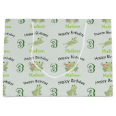 Cute Frogs in Lily Pond Birthday Kids Name Age ラージペーパーバッグ (正面)