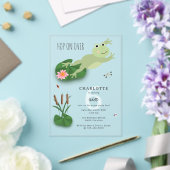 Cute Frogs in Lily Pond Hop On Over Kids Birthday アクリル招待状 (インサイチュ (ウェディング))