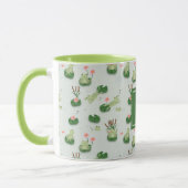 Cute Frogs in Lily Pond Monogrammed Initial マグカップ (左)