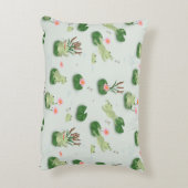 Cute Frogs in Lily Pond Nursery Gender Neutral アクセントクッション (裏面(縦))