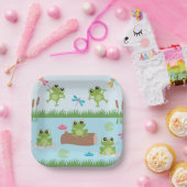 Cute Frogs in Pond ペーパープレート (パーティー)