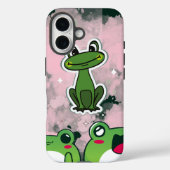 Cute Frogs – Kawaii Green Frog Phone Case Case-Mate iPhoneケース (裏面)