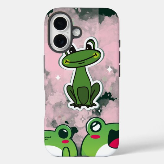 Cute Frogs – Kawaii Green Frog Phone Case Case-Mate iPhoneケース (裏面)