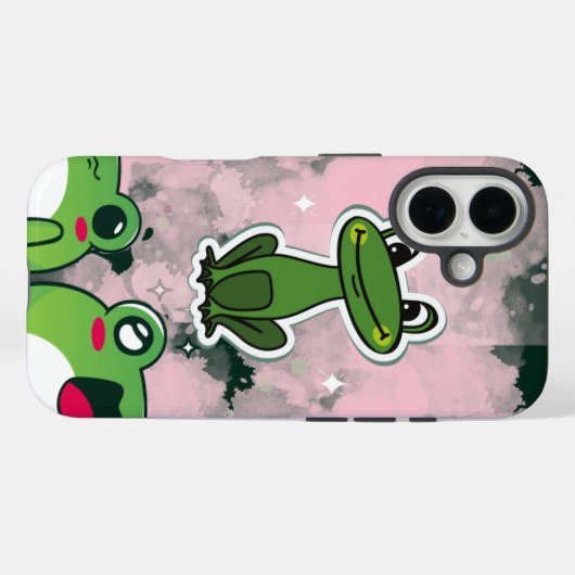 Cute Frogs – Kawaii Green Frog Phone Case Case-Mate iPhoneケース (裏面 (横))