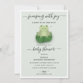 Cute Frogs Lily Pond Gender Neutral Baby Shower  招待状 (正面)