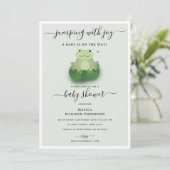 Cute Frogs Lily Pond Gender Neutral Baby Shower  招待状 (スタンド正面)