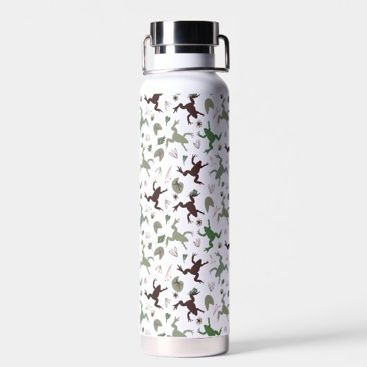 Cute Frogs Nature Floral Pattern ウォーターボトル (背面)
