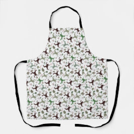 Cute Frogs Nature Floral Pattern エプロン
