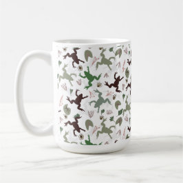 Cute Frogs Nature Floral Pattern コーヒーマグカップ
