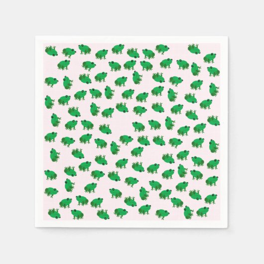 Cute Frogs Paper Napkins スタンダードカクテルナプキン (正面)