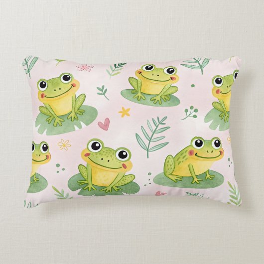 Cute frogs Pattern アクセントクッション (正面)