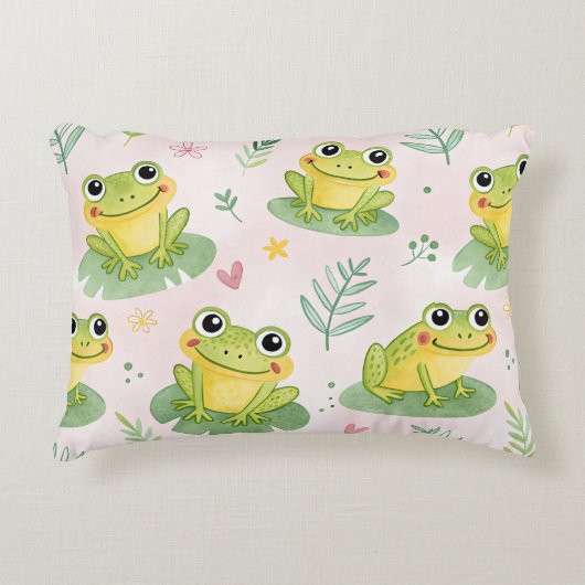 Cute frogs Pattern アクセントクッション (正面)