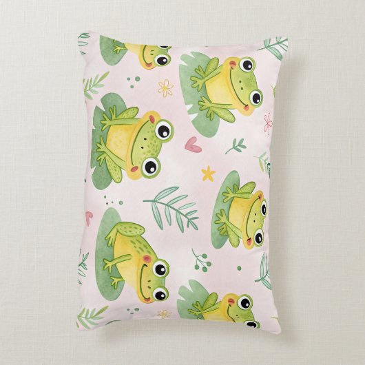 Cute frogs Pattern アクセントクッション (裏面(縦))
