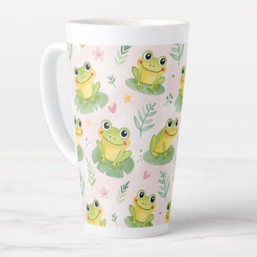 Cute frogs Pattern カフェラテマグ (左アングル)