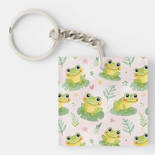Cute frogs Pattern キーホルダー (正面)