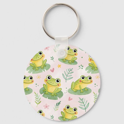 Cute frogs Pattern キーホルダー (正面)