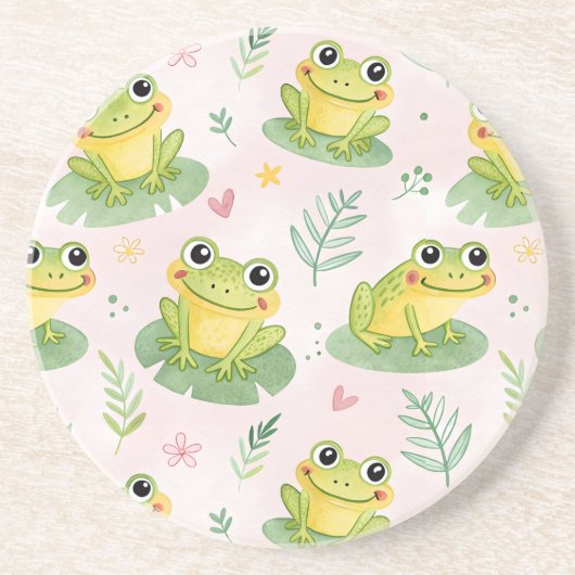 Cute frogs Pattern コースター (正面)