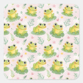 Cute frogs Pattern スクエアシール (正面)