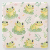 Cute frogs Pattern ストーンコースター (正面)