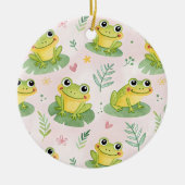 Cute frogs Pattern セラミックオーナメント (正面)