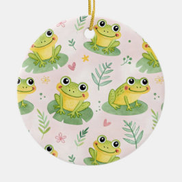 Cute frogs Pattern セラミックオーナメント