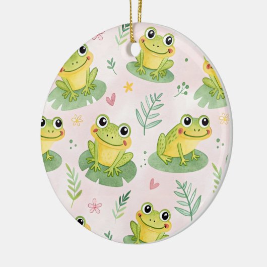 Cute frogs Pattern セラミックオーナメント (左)