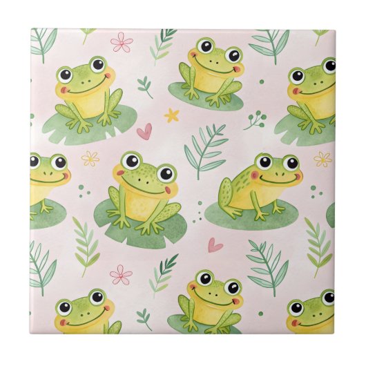 Cute frogs Pattern タイル (正面)