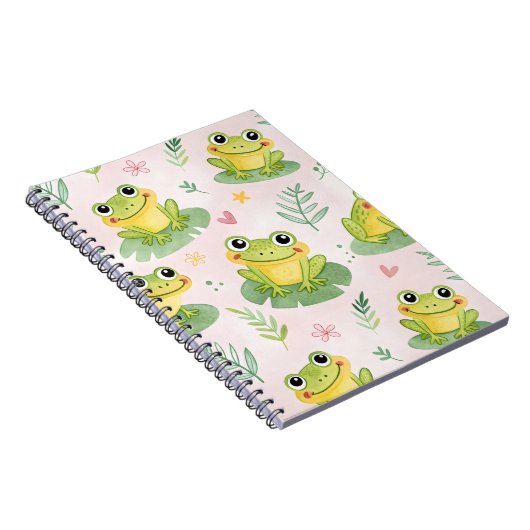 Cute frogs Pattern ノートブック (右側)