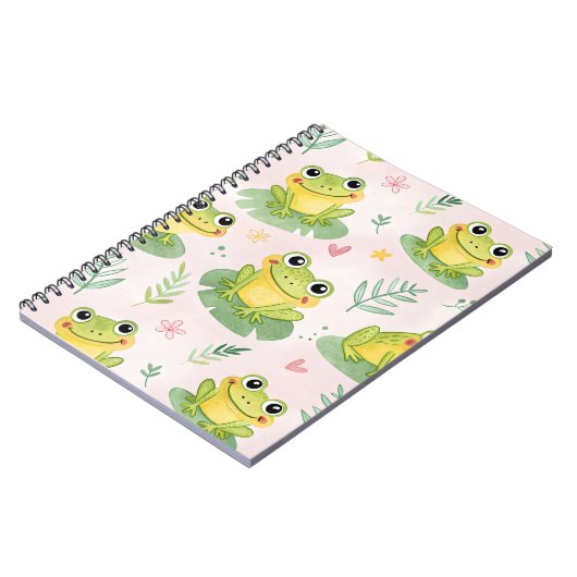 Cute frogs Pattern ノートブック (左側)