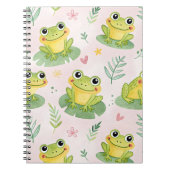 Cute frogs Pattern ノートブック (正面)