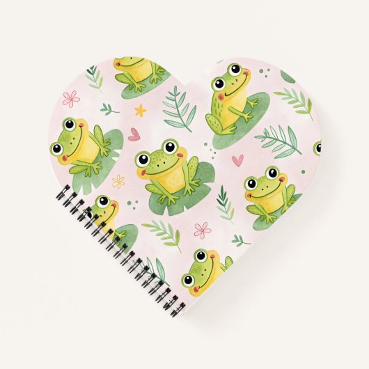 Cute frogs Pattern ノートブック (正面)