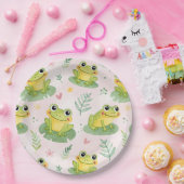 Cute frogs Pattern ペーパープレート (パーティー)