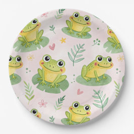 Cute frogs Pattern ペーパープレート