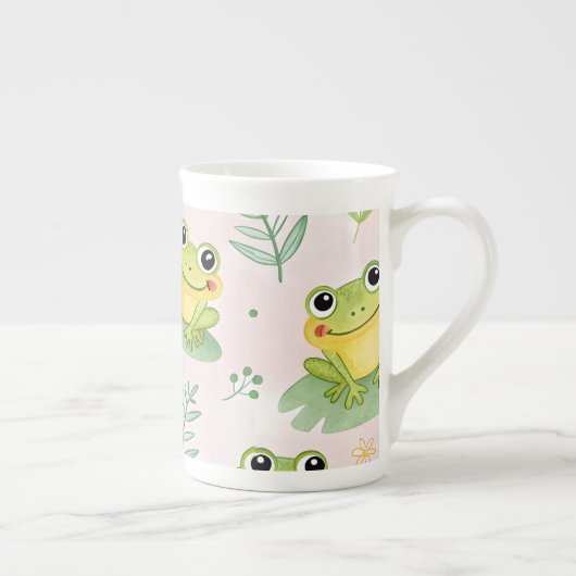 Cute frogs Pattern ボーンチャイナマグカップ (右)