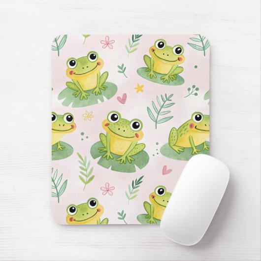 Cute frogs Pattern マウスパッド (マウス)