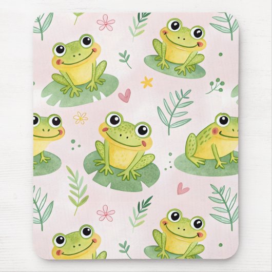 Cute frogs Pattern マウスパッド (正面)