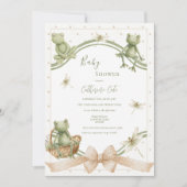 Cute Frogs Whimsical Vintage Baby Shower 招待状 (正面)